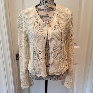 Zara Crocheted Buttoned Down Sweater